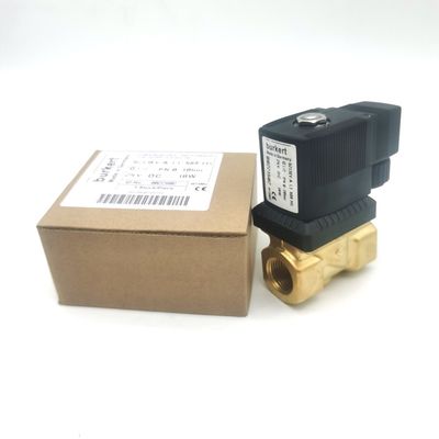 Burkert 00221654 6213 Tipo G1/2 2/2 Normalmente cerrado 1.3 Agujero de flujo, EPDM sellado -30 ~ + 90 ° C Cuerpo de válvula de latón DC24V 8W 0-10bar