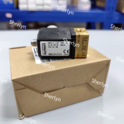Burkert 00125334 Válvula solenoide de dos posiciones y tres vías, serie 6014 C, normalmente cerrada, G1/8, cuerpo de válvula de latón