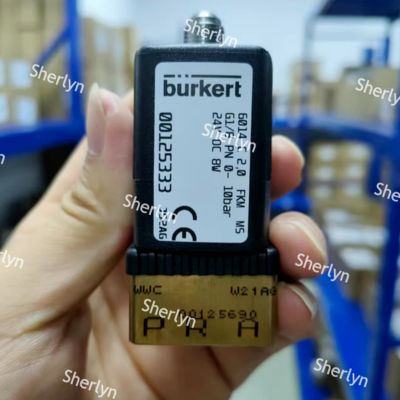 Burkert 00125334 Válvula solenoide de dos posiciones y tres vías, serie 6014 C, normalmente cerrada, G1/8, cuerpo de válvula de latón