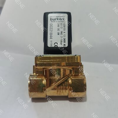Burkert Solenoid Valve 00221862 6281 Type G1 1/2 2/2 Normally Closed 40.0 Flow Hole NBR Sealed Brass Valve Body DC24V 8W 0.2-16bar -10~+80 ℃