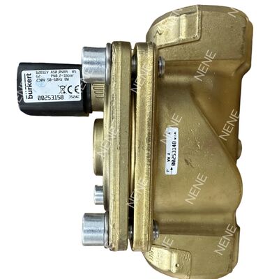BURKERT Solenoid Valve 00221956 Type 6281 G3/4 2/2 Normally Closed Manual Override 20.0 Orifice NBR Seal Brass Body DC24V 8W 0.2-16bar -10 To +80°C