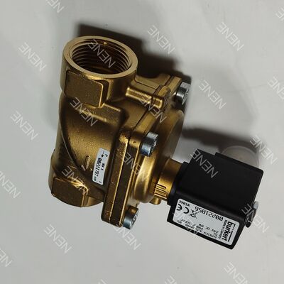 Válvula solenoide de gran orificio para alta temperatura, operada a AC24V, tipo BURKERT 6281 00221881, G1 2/2 NC, cuerpo de latón, junta FKM, orificio de flujo 20.0, 8W, 0.2-16 bar, 0 a +120°C
