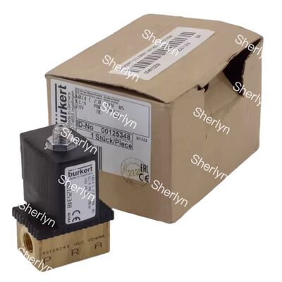 Burkert 00134240 Válvula de solenoide 6013 de acción directa G1/8 2/2 NC 2.5 mm Oficio FKM Sello Cuerpo de latón 24VDC 8W 0-10bar