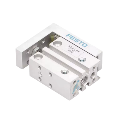 Mini cilindro de deslizamiento equipado con cojín elástico de doble extremo SLS-10-20-P-A # 170494 FESTO SLS Serie de guía de bolas cilindro lineal de 10 mm de perforación de 20 mm de carrera para el posicionamiento de semiconductores