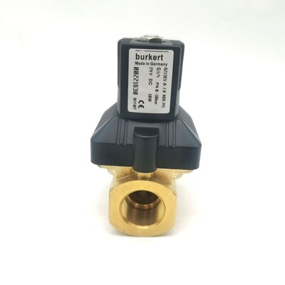 Burkert Tipo 6213 Servo Diafragma Solenoide 00221631 AC24V 8W, G3/4 Filamento interno 2/2 Cuerpo de latón normalmente cerrado, 20 mm de orificio de flujo Sello NBR, -10 ~ 80 °C 0-10 Bar Control de gas líquido
