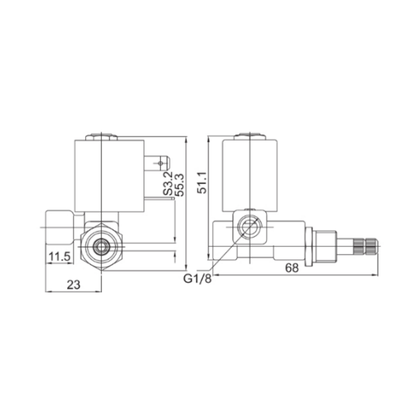 5531-02-28GBV-DN2 Válvula de agua Cuerpo de latón Diafragma FKM 2 vías Normalmente cerrado 1/8'' Tamaño de puerto de acción directa 2,8 mm