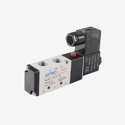 Válvula de control direccional de aire de carrete deslizante Airtac 4V310-10, cuerpo de aleación de aluminio, control manual, no requiere lubricación para el control de cilindros de gran diámetro