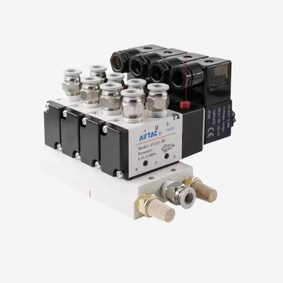 Válvula solenoide de aire industrial Airtac 4V310-08 Buen sellado Estabilidad Baja presión de arranque Adecuado para sistema de control neumático de línea de ensamblaje de automatización
