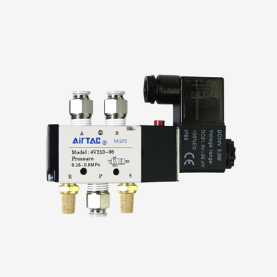 Válvula solenoide de aire industrial Airtac 4V310-08 Buen sellado Estabilidad Baja presión de arranque Adecuado para sistema de control neumático de línea de ensamblaje de automatización