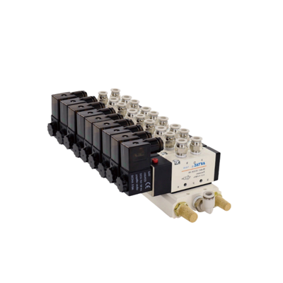 Airtac 4V210-08 Ensamblaje de válvula solenoide de control direccional 7 a 10 estaciones Paquete de válvulas combinado Ruta de flujo corta Baja fuga de aire para sistema de control de aire multicanal