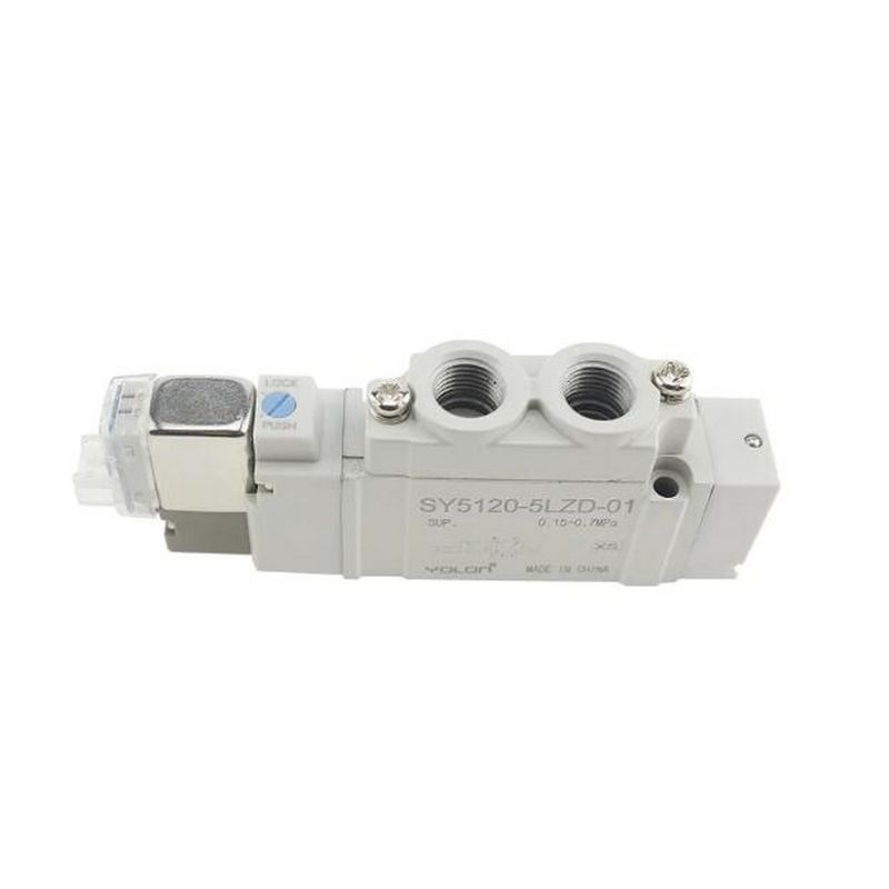 Válvula de solenoide SMC SY5320-5LZD-C6 DC12V Con un solo toque, tamaño del puerto ø6 3 posición centro cerrado