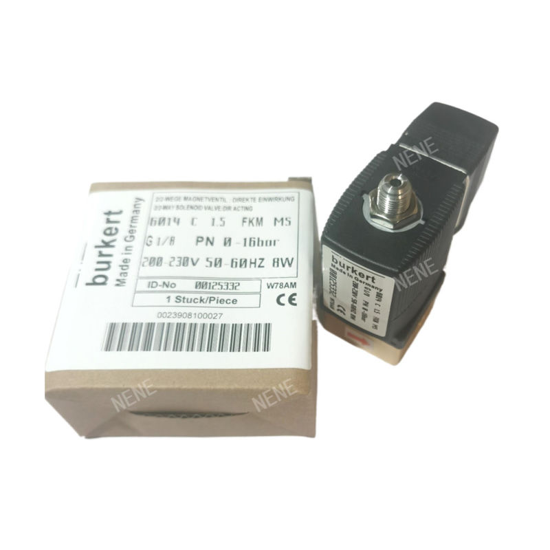 G1/4 Burkert Solenoide Valve 00125302 6013 Tipo de acción directa 2/2 pulgadas Normalmente cerrado 3.0 Agujero de flujo FKM Cuerpo de válvula de latón sellado 24VAC 8W 0~10bar