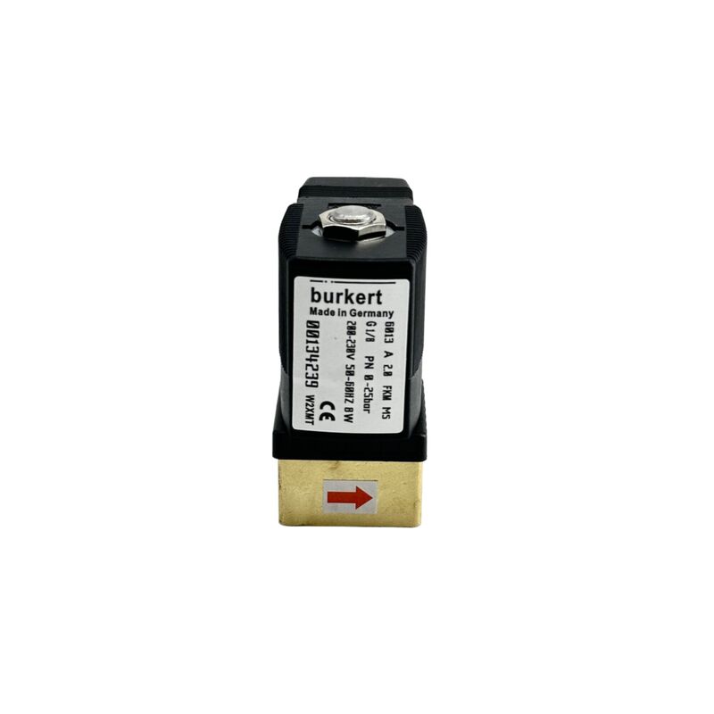 Válvula solenoide de control de fluidos de la serie 6013 BURKERT 00134249, Alta presión de 16 bar, interfaz G1/8, perforación de 2,5 mm, sello FKM resistente a la corrosión, 24VDC 8W