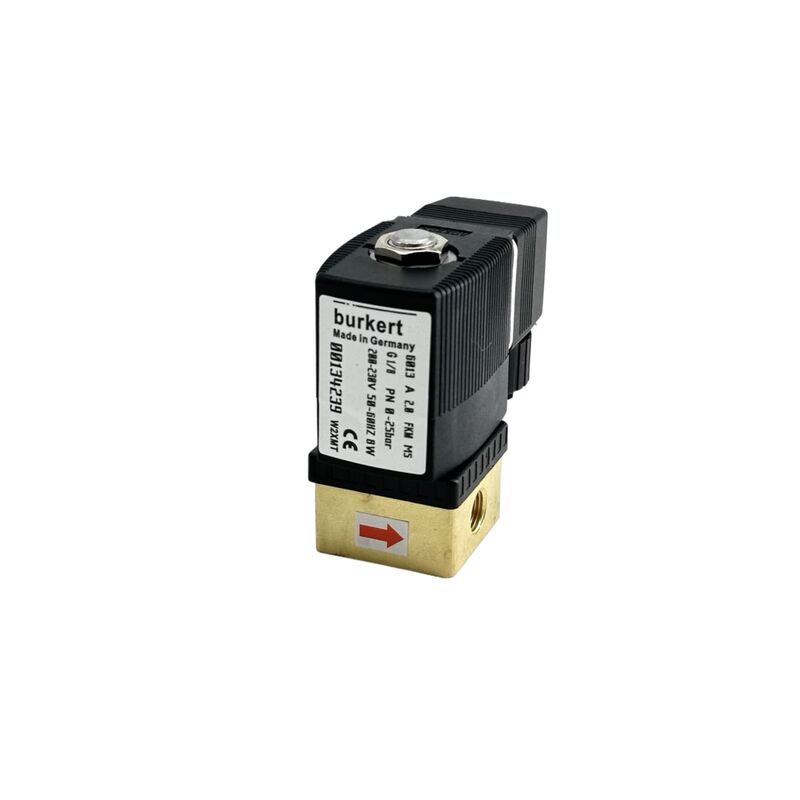 220VAC 8W 0-16bar Válvula de solenoide Burkert 00134248, 6013 Acción directa 2/2 Normalmente cerrado, G1/8 hilo, orificio de 2,5 mm, cuerpo de latón Sello FKM