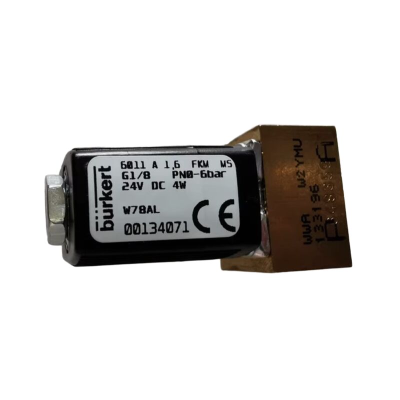 Burkert 00221886 6281 G1 1/4 2/2 Normalmente cerrado 25.0 Agujero de flujo FKM Cuerpo de válvula de latón sellado DC24V 8W 0.2-16bar 0~+120 °C