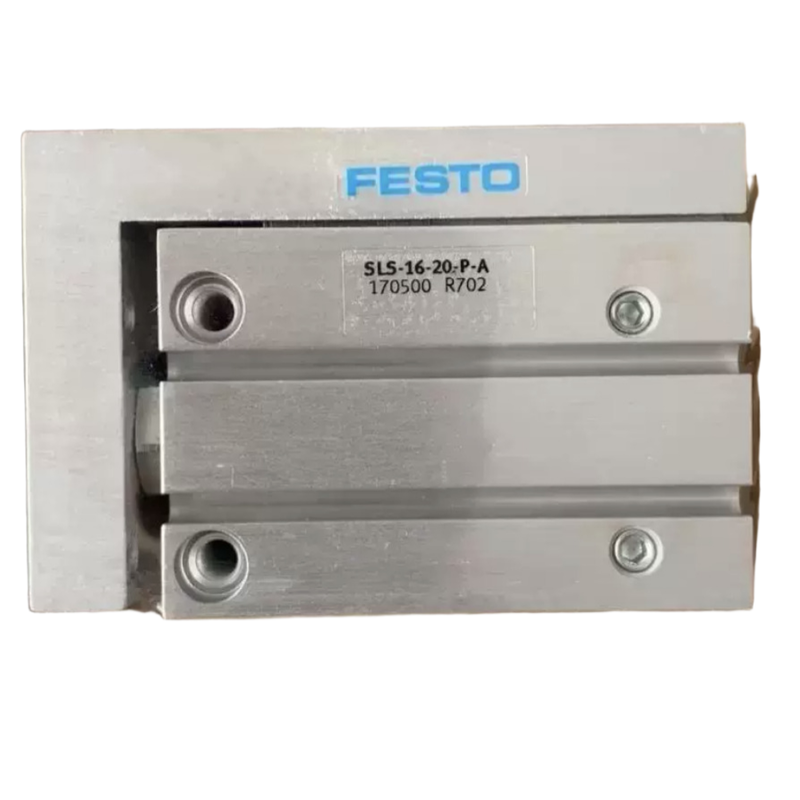 Actuador neumático lineal de doble acción con cojín elástico FESTO SLS Serie Mini cilindro de diapositiva SLS-6-30-P-A # 1700490 6 mm de perforación 30 mm de carrera Guía de jaula de bolas de alta precisión