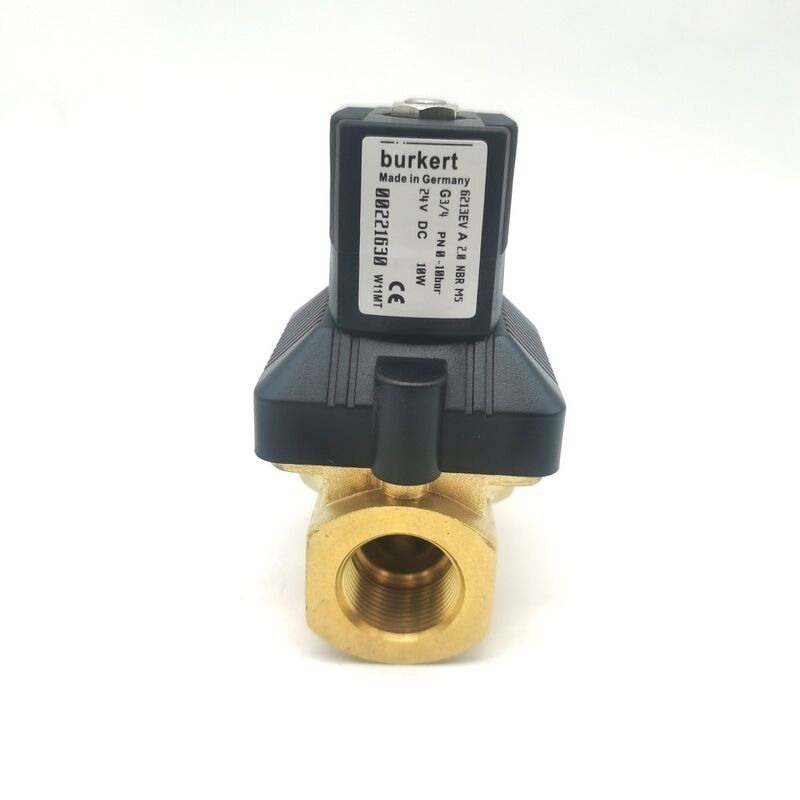 Válvula solenoide genuina Burkert tipo 6213 00221621 AC220V 8W, válvula de latón normalmente cerrada G3/4 2/2 vías, sello NBR con orificio de 13 flujo, -10~80°C 0-10 bar control medio