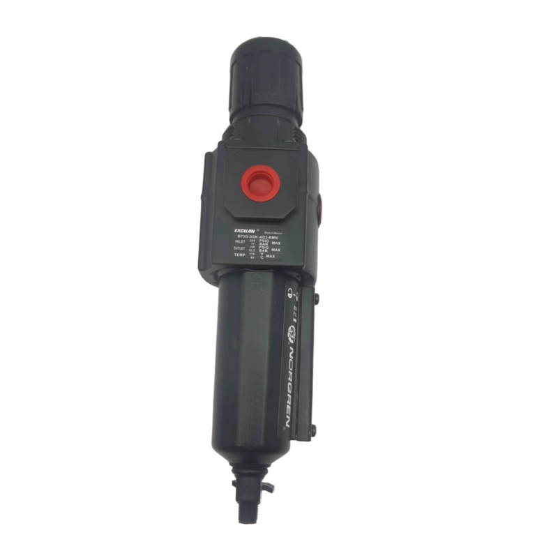NORGREN B73G‑3GK‑AT3‑RMN B73G‑3GK‑AT1‑RMN Regulador-Filtro Excelon Drenaje Automático G3/8 Tapa de Policarbonato 5μm 40μm Botón de Presión Sin Manómetro Para Sistema Modular de Preparación de Aire Neumático