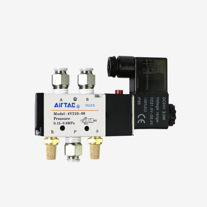 Válvula solenoide de aire industrial Airtac 4V310-08 Buen sellado Estabilidad Baja presión de arranque Adecuado para sistema de control neumático de línea de ensamblaje de automatización