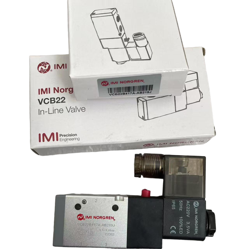 Válvula Solenoide de Retorno por Muelle NORGREN VCB22B417A-AB219J G1/4 AC220V Válvula Direccional Neumática 3/2 NC para Máquina de Moldeo por Soplado