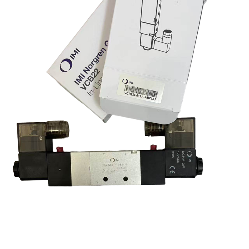 5/3 Válvula de solenoide central cerrada NORGREN VCB22B611A-AB213J G1/4 24VDC Válvula de posicionamiento de solenoide doble para sujeción flotante 5 Puerto 3 Posición