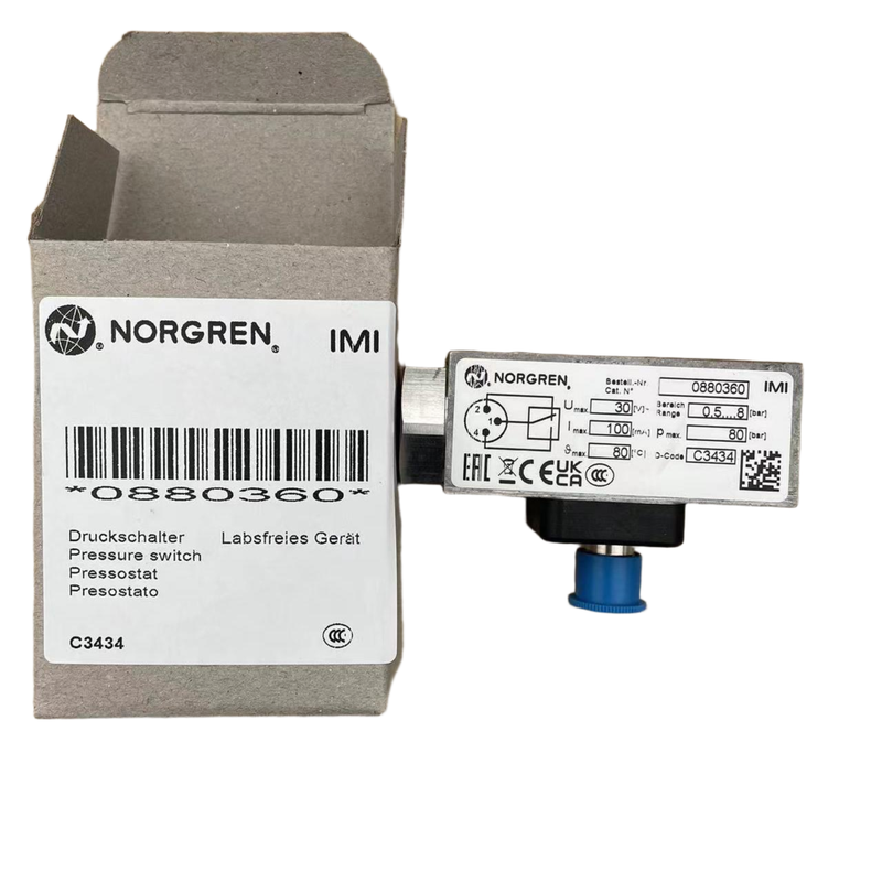 Interruptor de presión NORGREN 0880360 G1/4 Rosca Interruptor neumático de detección de presión para sistema de automatización