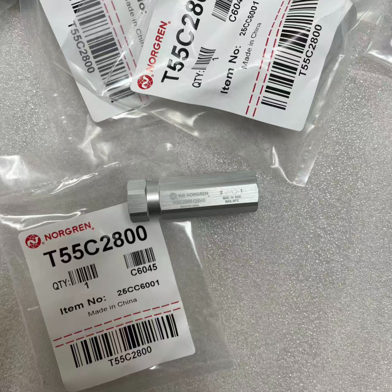 Válvula de retención neumática compacta T55C2800 IMI Norgren G1/4 BSPP Rosca Ligera Válvula antirretorno para circuito neumático de robot