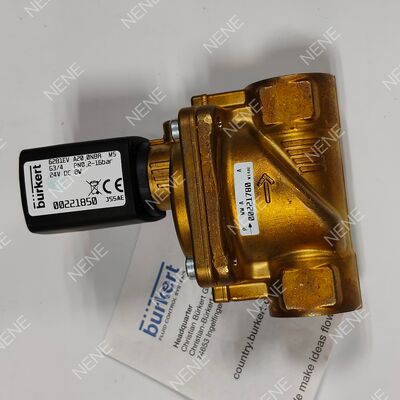 Válvula solenoide con junta FKM para altas temperaturas, tipo BURKERT 6281 00221875 G3/4 2/2 Normalmente cerrada, cuerpo de latón, orificio 13.0, AC24V 8W 0.2-16bar 0 a +120°C