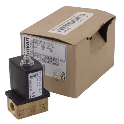 Burkert 6013 Tipo 2/2 NC Solenoide Valve 00134241, G1/8 Thread, 2.5 orificio de flujo, diafragma FKM, carcasa de latón, 24V AC, presión de trabajo 0 ~ 16bar